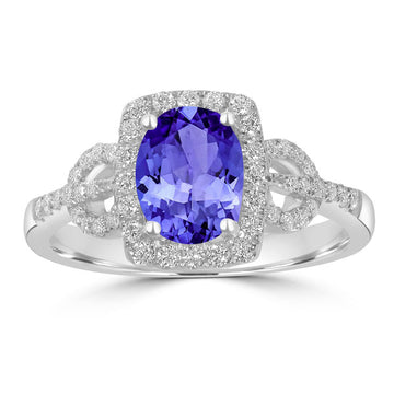 1.2ct Oval Tanzanite Ring with 0.33 cttw Diamond