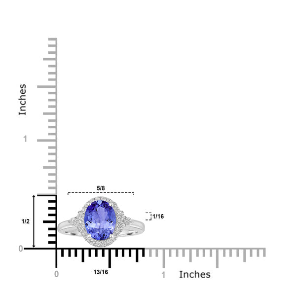 1.8ct Oval Tanzanite Ring with 0.3 cttw Diamond