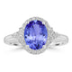 1.8ct Oval Tanzanite Ring with 0.3 cttw Diamond