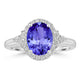 1.8ct Oval Tanzanite Ring with 0.3 cttw Diamond