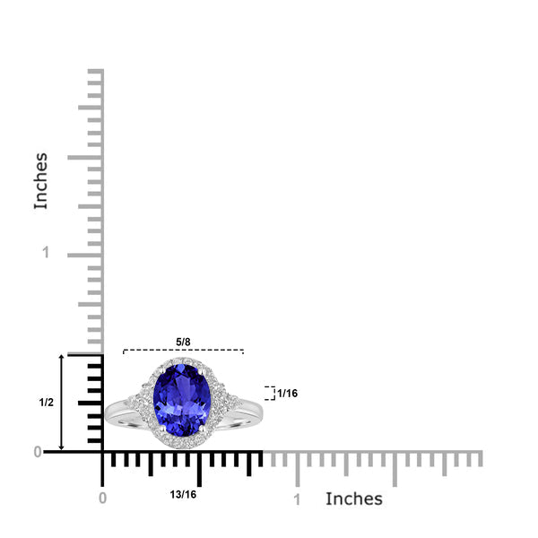 1.8ct Oval Tanzanite Ring with 0.3 cttw Diamond