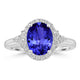 1.8ct Oval Tanzanite Ring with 0.3 cttw Diamond