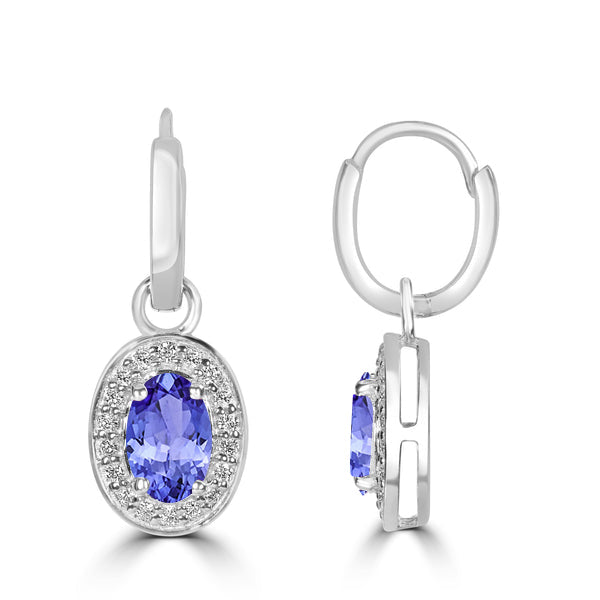 0.96ct Oval Tanzanite Earring with 0.14 cttw Diamond