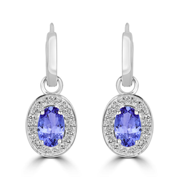 0.96ct Oval Tanzanite Earring with 0.14 cttw Diamond