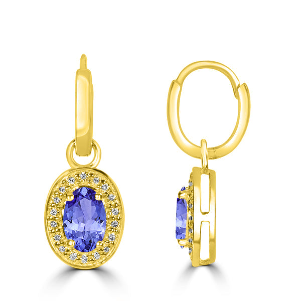 0.96ct Oval Tanzanite Earring with 0.14 cttw Diamond