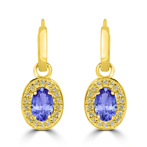 0.96ct Oval Tanzanite Earring with 0.14 cttw Diamond