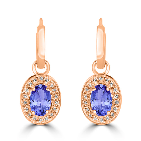 0.96ct Oval Tanzanite Earring with 0.14 cttw Diamond