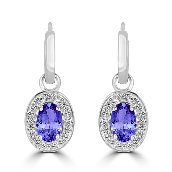 0.96ct Oval Tanzanite Earring with 0.14 cttw Diamond