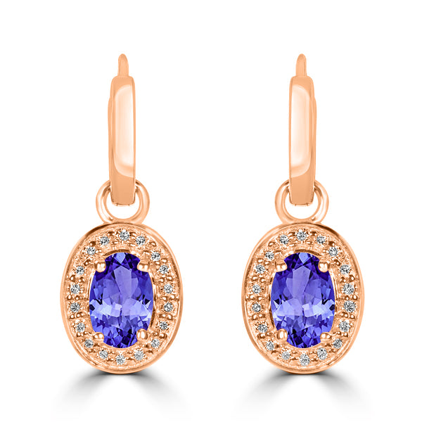 0.96ct Oval Tanzanite Earring with 0.14 cttw Diamond