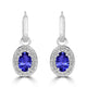 0.96ct Oval Tanzanite Earring with 0.14 cttw Diamond