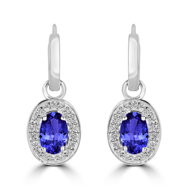 0.96ct Oval Tanzanite Earring with 0.14 cttw Diamond