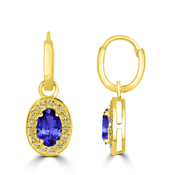 0.96ct Oval Tanzanite Earring with 0.14 cttw Diamond