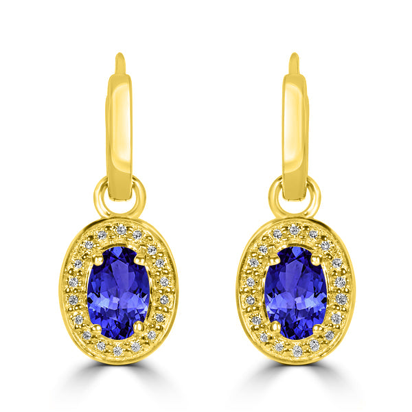 0.96ct Oval Tanzanite Earring with 0.14 cttw Diamond