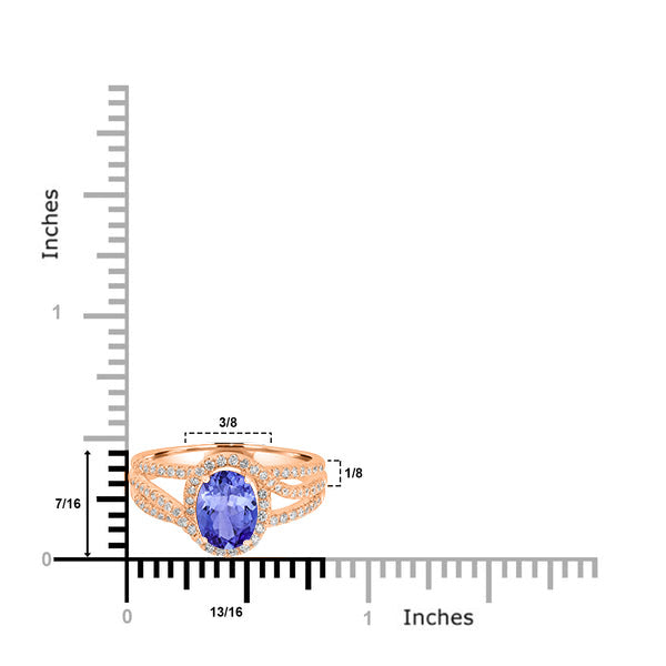 1.2ct Oval Tanzanite Ring with 0.41 cttw Diamond