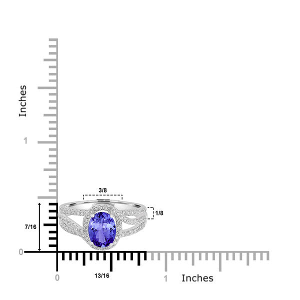 1.2ct Oval Tanzanite Ring with 0.41 cttw Diamond