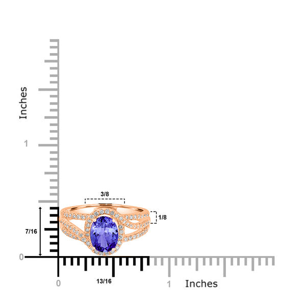 1.2ct Oval Tanzanite Ring with 0.41 cttw Diamond