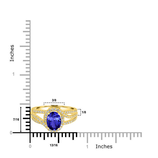 1.2ct Oval Tanzanite Ring with 0.41 cttw Diamond