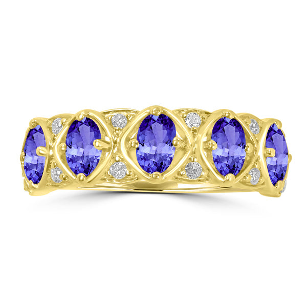 1.1ct Oval Tanzanite Ring with 0.14 cttw Diamond