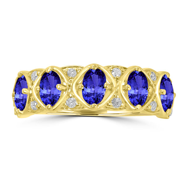 1.1ct Oval Tanzanite Ring with 0.14 cttw Diamond