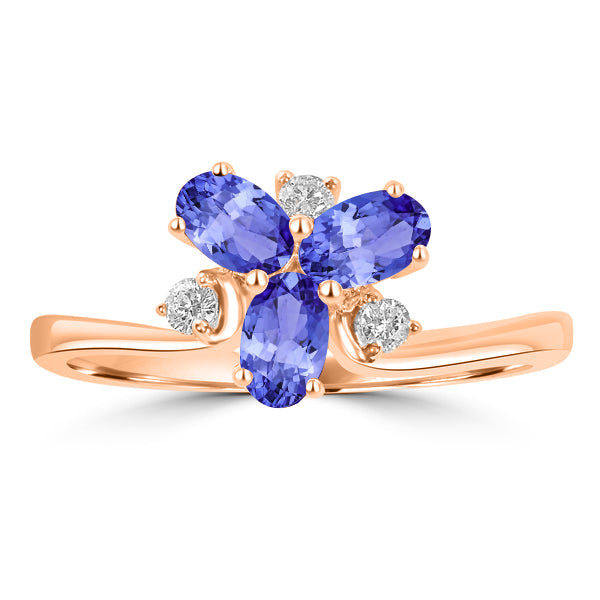 0.66ct Oval Tanzanite Ring with 0.1 cttw Diamond