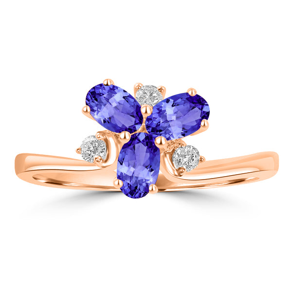 0.66ct Oval Tanzanite Ring with 0.1 cttw Diamond