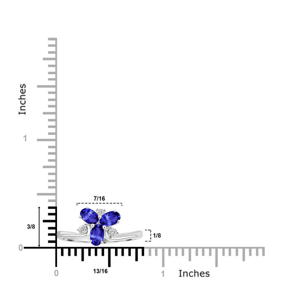 0.66ct Oval Tanzanite Ring with 0.1 cttw Diamond