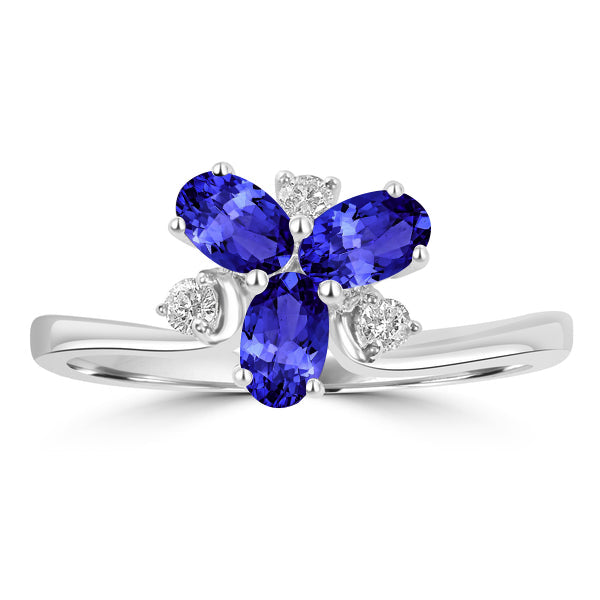 0.66ct Oval Tanzanite Ring with 0.1 cttw Diamond