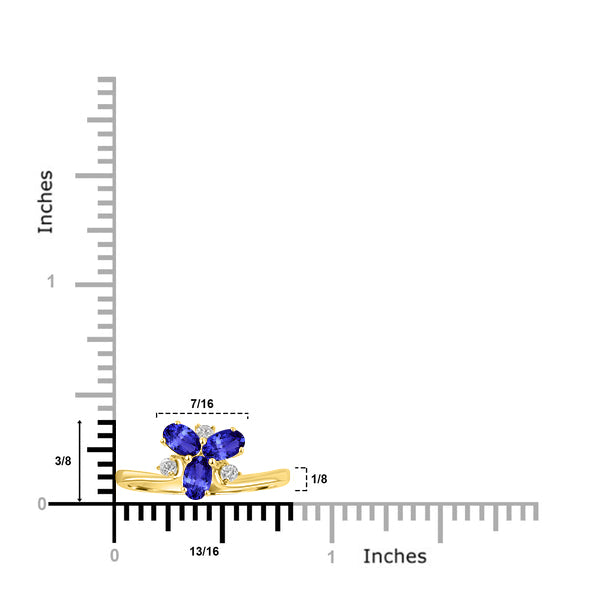 0.66ct Oval Tanzanite Ring with 0.1 cttw Diamond