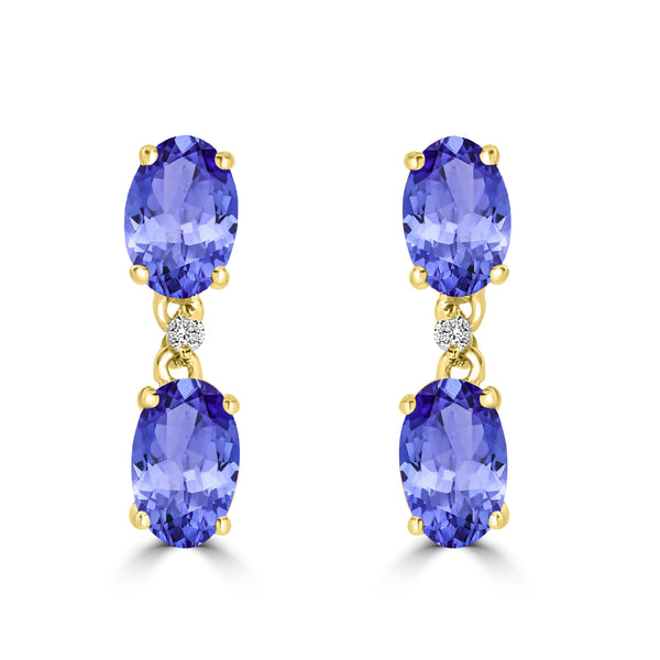 0.88ct Oval Tanzanite Earring with 0.01 cttw Diamond