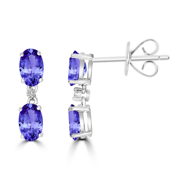 0.88ct Oval Tanzanite Earring with 0.01 cttw Diamond