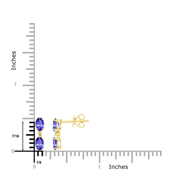 0.88ct Oval Tanzanite Earring with 0.01 cttw Diamond
