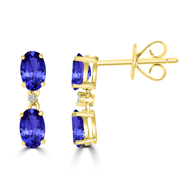 0.88ct Oval Tanzanite Earring with 0.01 cttw Diamond