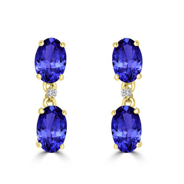 0.88ct Oval Tanzanite Earring with 0.01 cttw Diamond