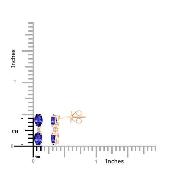 0.88ct Oval Tanzanite Earring with 0.01 cttw Diamond