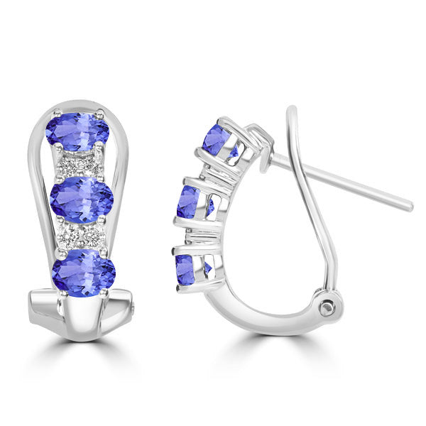 1.02ct Oval Tanzanite Earring with 0.06 cttw Diamond