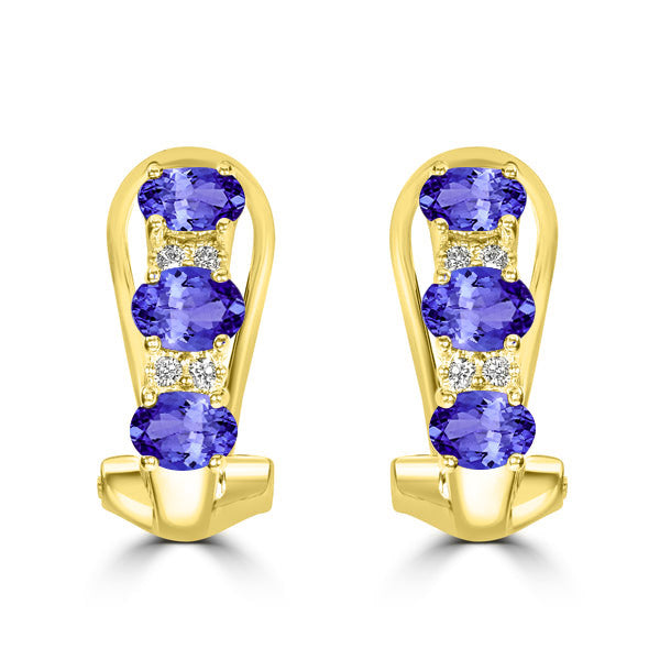 1.02ct Oval Tanzanite Earring with 0.06 cttw Diamond