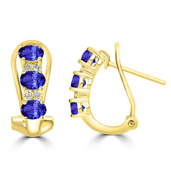 1.02ct Oval Tanzanite Earring with 0.06 cttw Diamond