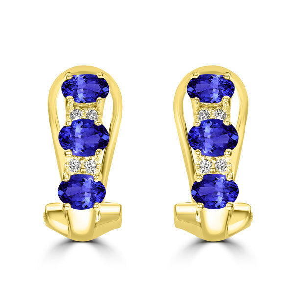 1.02ct Oval Tanzanite Earring with 0.06 cttw Diamond