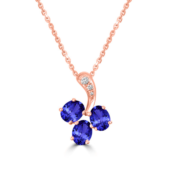 0.51ct Oval Tanzanite Pendant with 0.02 cttw Diamond