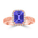 1.6ct Emerald Cut Tanzanite Ring with 0.2 cttw Diamond