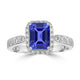 1.6ct Emerald Cut Tanzanite Ring with 0.2 cttw Diamond