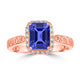 1.6ct Emerald Cut Tanzanite Ring with 0.2 cttw Diamond