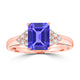 1.6ct Emerald Cut Tanzanite Ring with 0.16 cttw Diamond