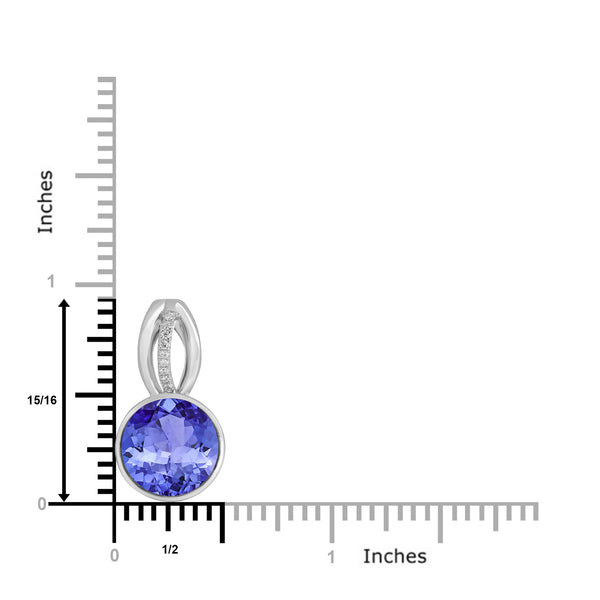 5ct Round Tanzanite Pendant with 0.03 cttw Diamond