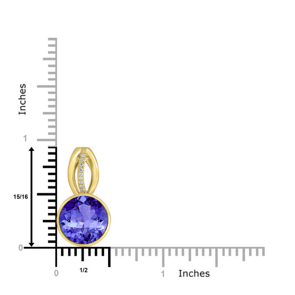 5ct Round Tanzanite Pendant with 0.03 cttw Diamond