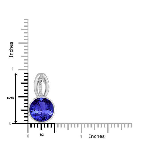 5ct Round Tanzanite Pendant with 0.03 cttw Diamond