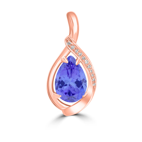 2.9ct Pear Tanzanite Pendant with 0.05 cttw Diamond