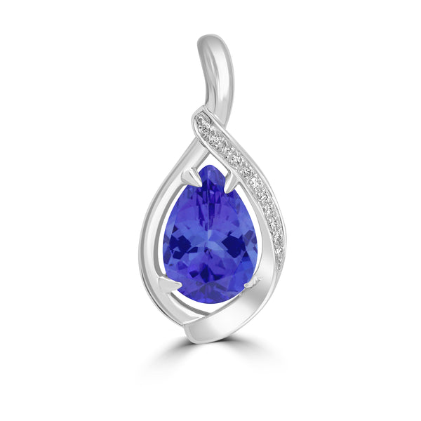 2.9ct Pear Tanzanite Pendant with 0.05 cttw Diamond