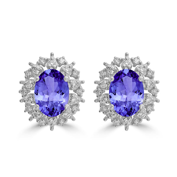 1.52ct Oval Tanzanite Earring with 0.26 cttw Diamond