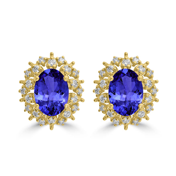 1.52ct Oval Tanzanite Earring with 0.26 cttw Diamond